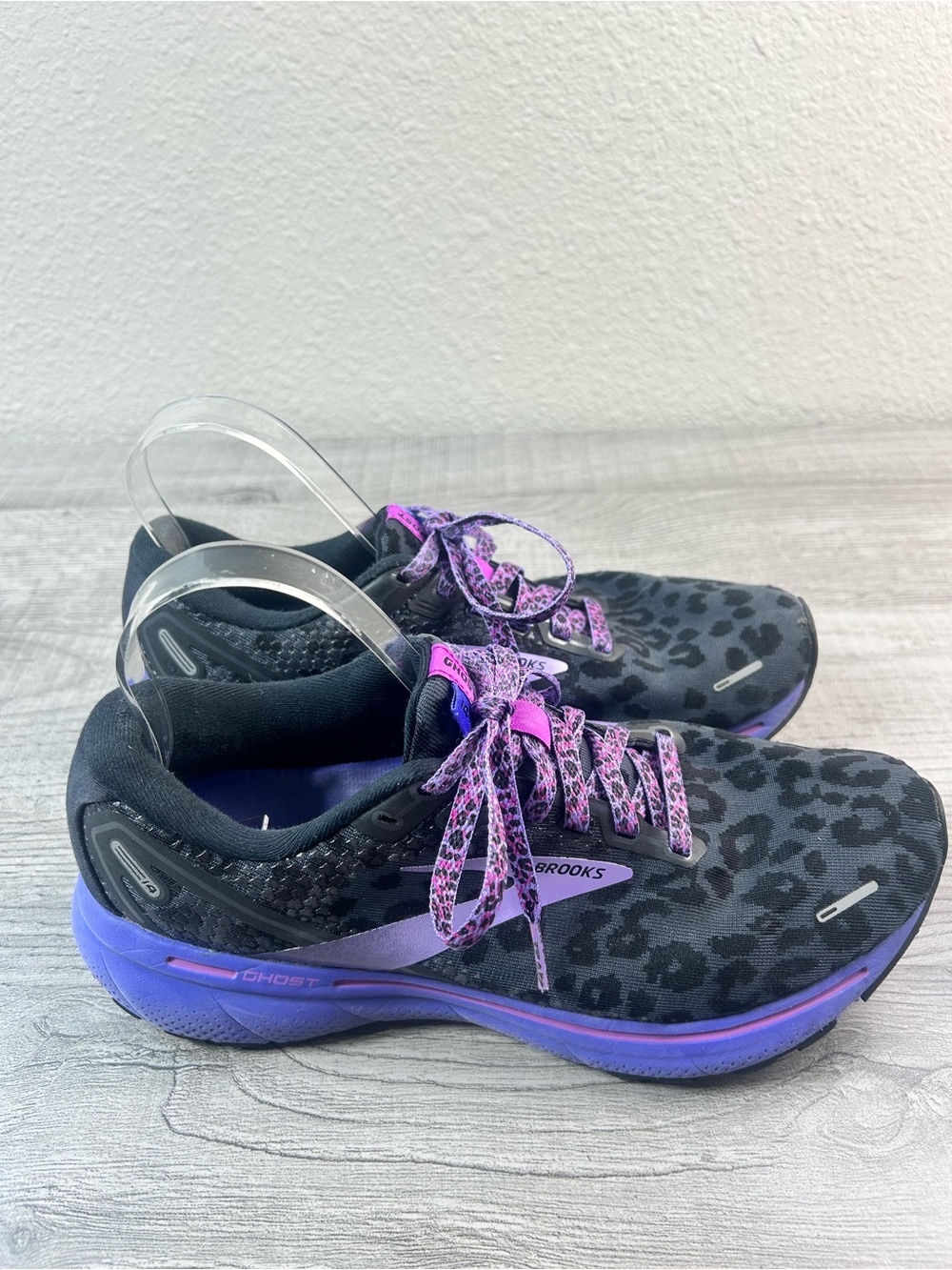 Brooks Women's Ghost 14 Electric Cheetah 🐆 Running Shoes - Black & Purple - Picture 7 of 9